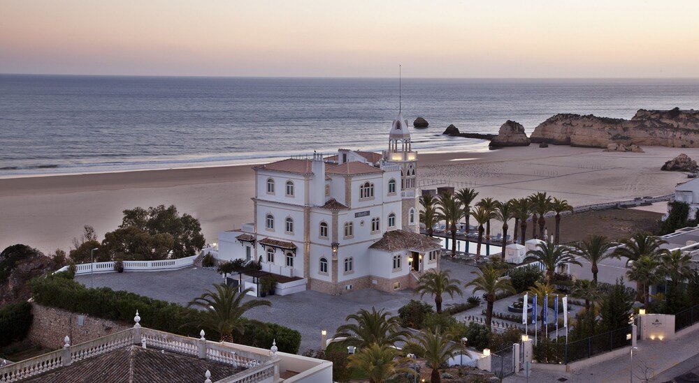 Coastal hotel building with a prominent tower