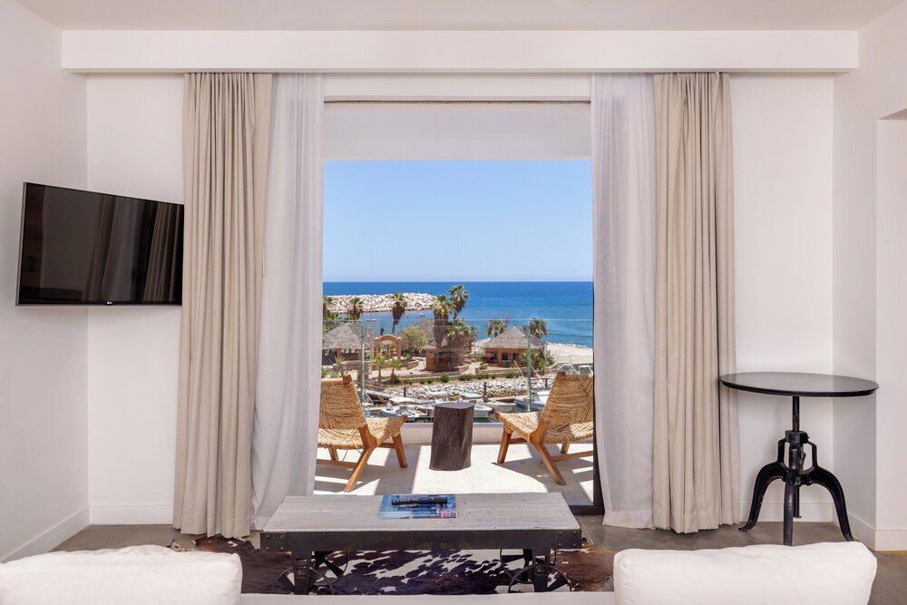 Hotel room with a view of the beach