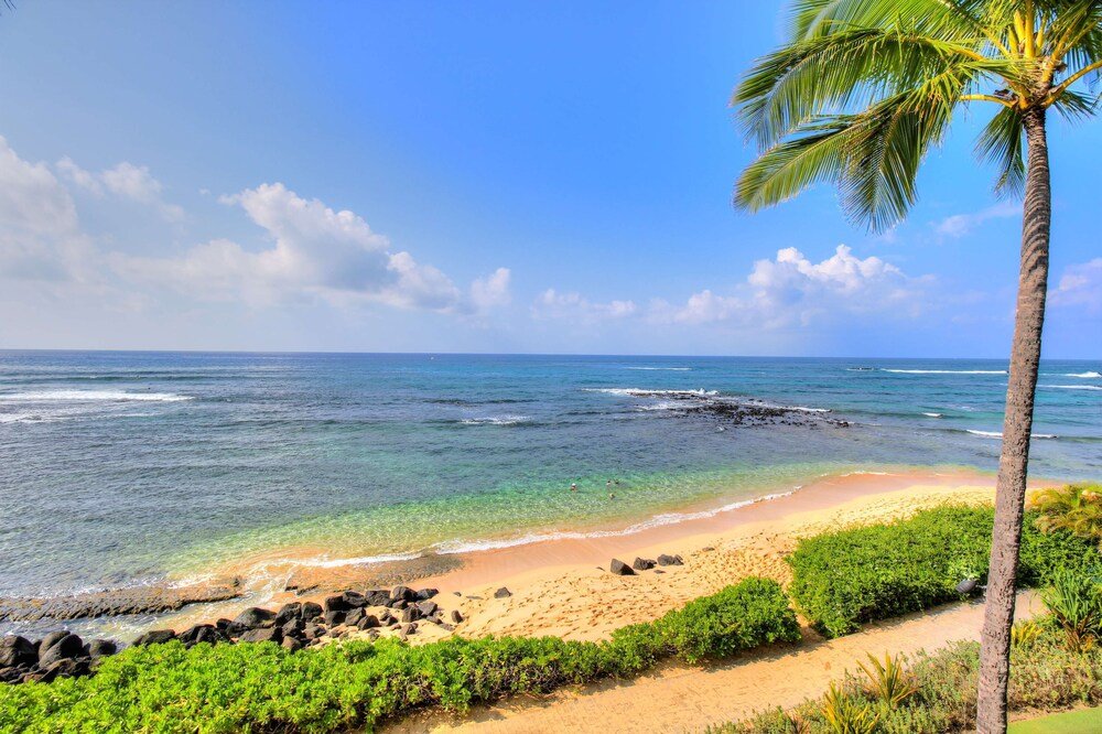 Beach with clear water and a sandy shore
